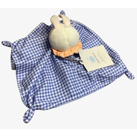 Cloud Island Bunny Rabbit Lovey Security Blanket Blue White Checkered Easter - Picture 3 of 6